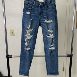 Distressed mom jeans